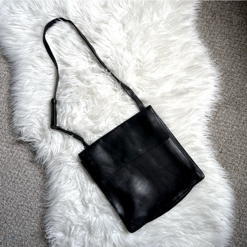 Ann Taylor Black Genuine Leather Crossbody Bag